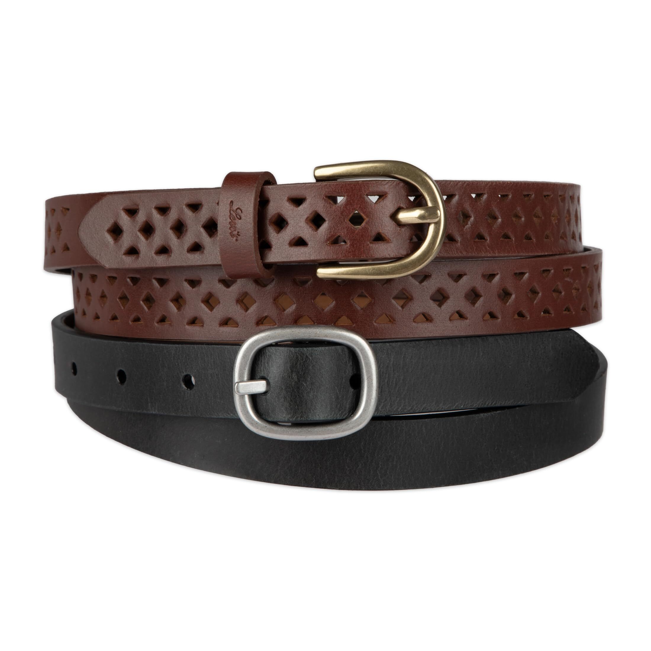 7592 Women's 2-Pack Leather Set Classic Fashion Belts For Jeans, Dresses